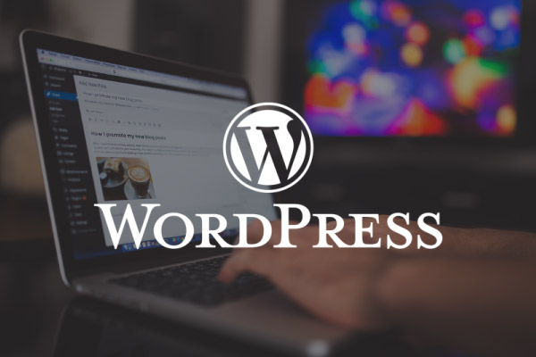 The WordPress Logo Overlayed on an Image of a Laptop