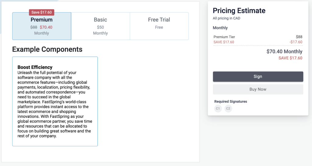 Pricing/Components