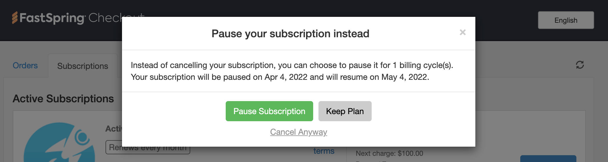 Pause Subscriptions