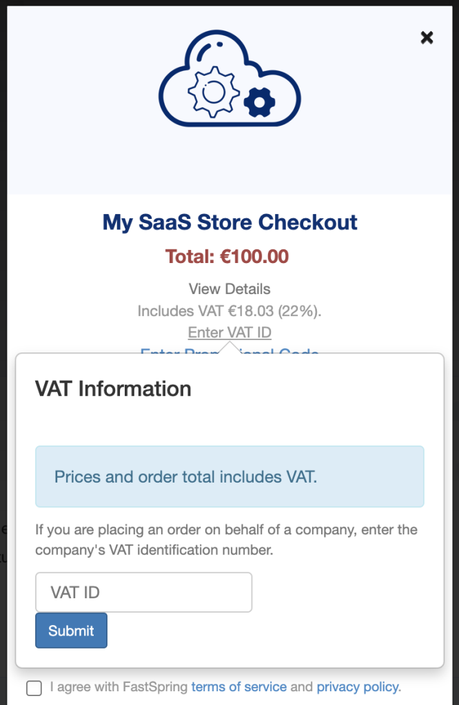 VAT Information Customer Checkout