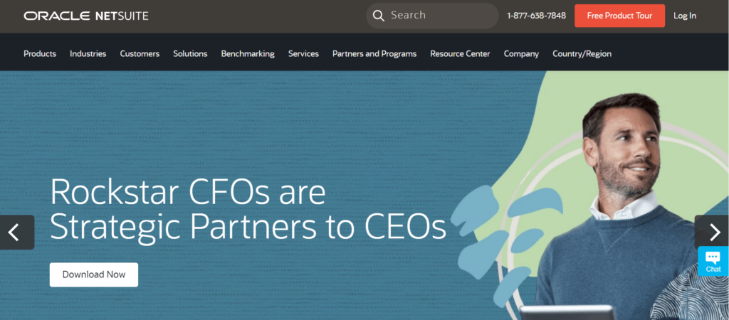 Oracle NetSuite homepage: Rockstar CFOs are Strategic Partners to CEOs