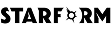 Black Starform logo with the letter O looking like a celestial object.
