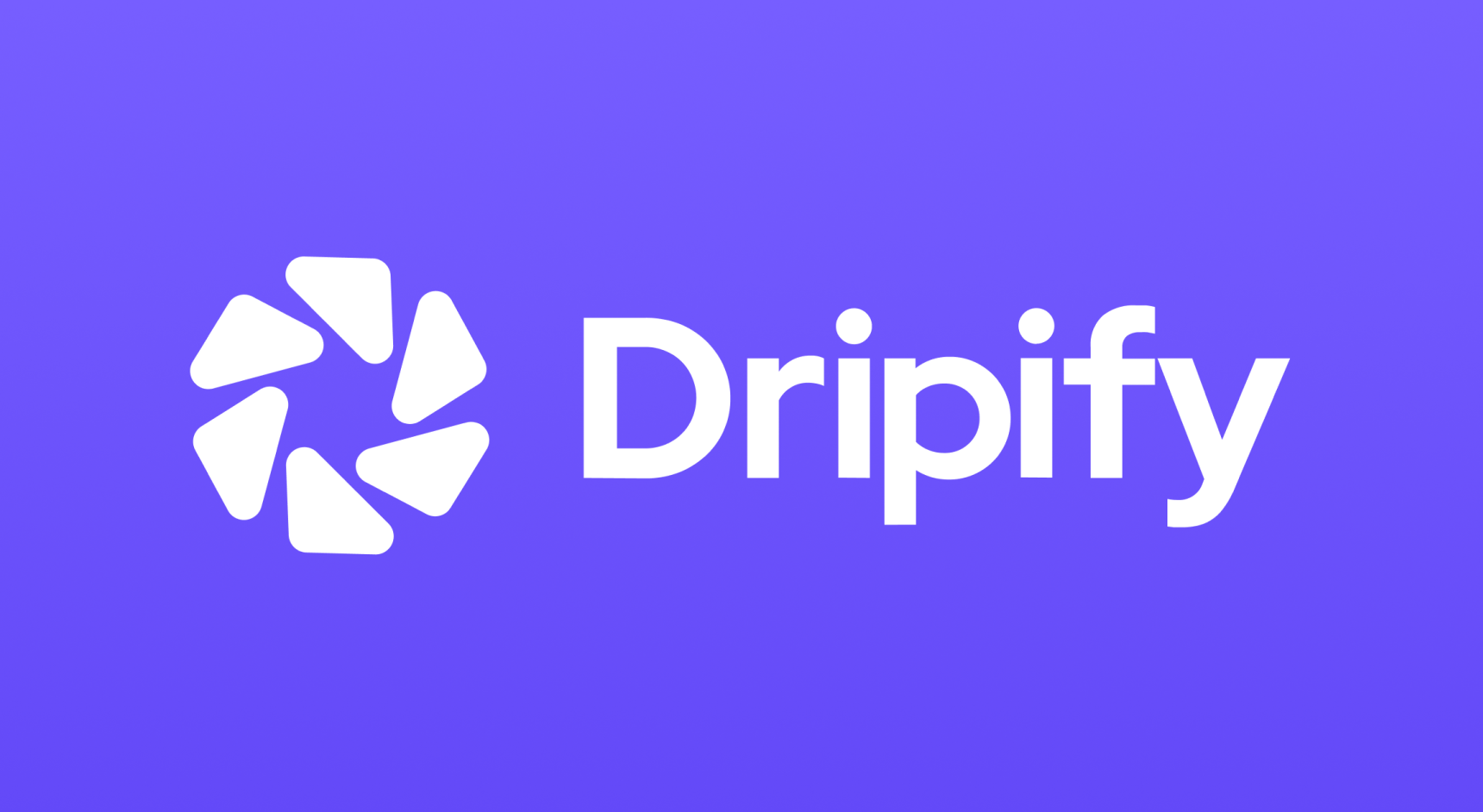 A purple background with a white Dripify logo in front of it
