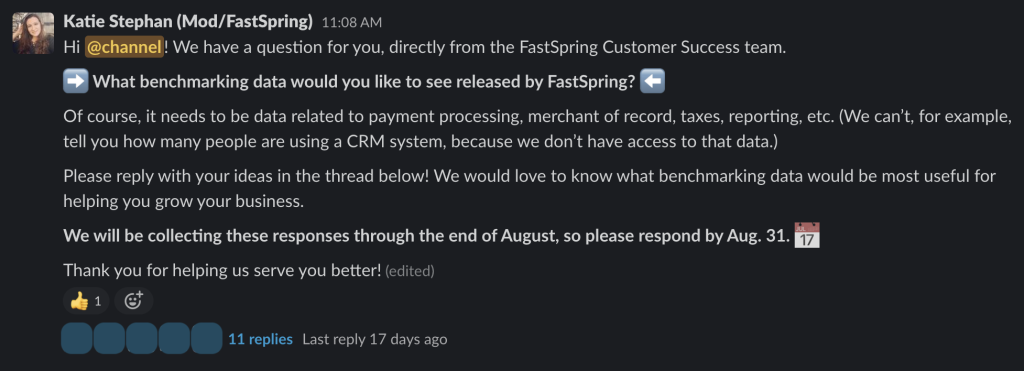 example of opinion question about benchmarking data