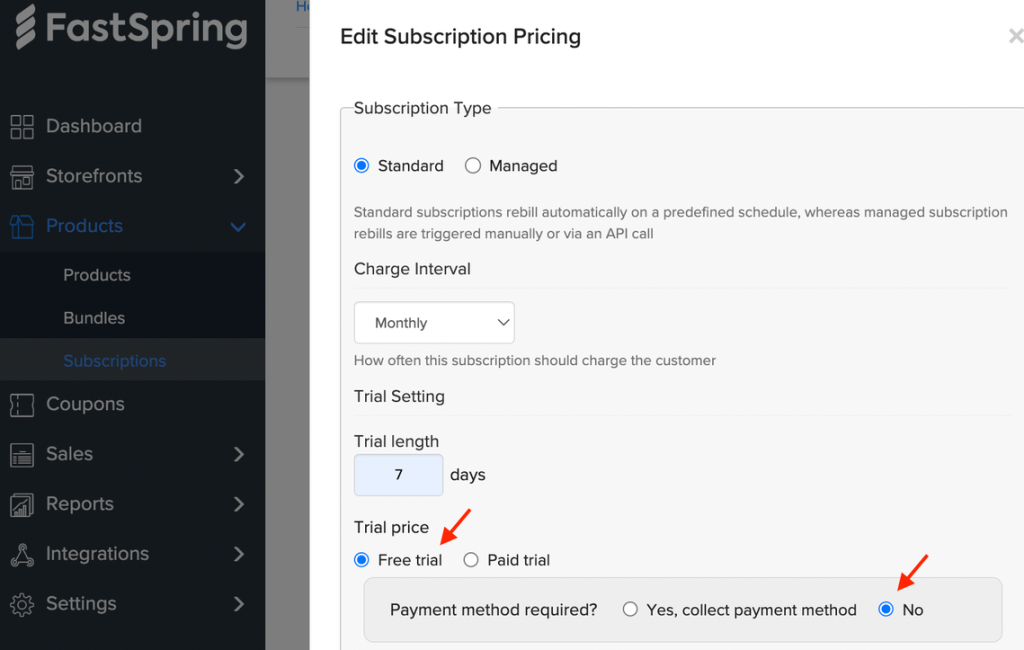 Edit Subscription Pricing within FastSpring