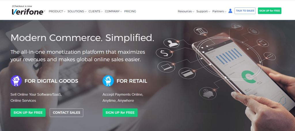 Verifone homepage: Modern Commerce. Simplified.