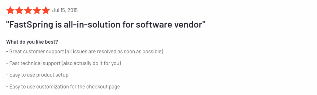 FastSpring review on G2: FastSpring is an all-in-solution for software vendor