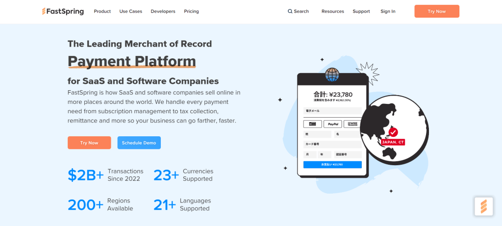 FastSpring homepage: The Leading Merchant of Record Payment Platform for SaaS and Software Companies