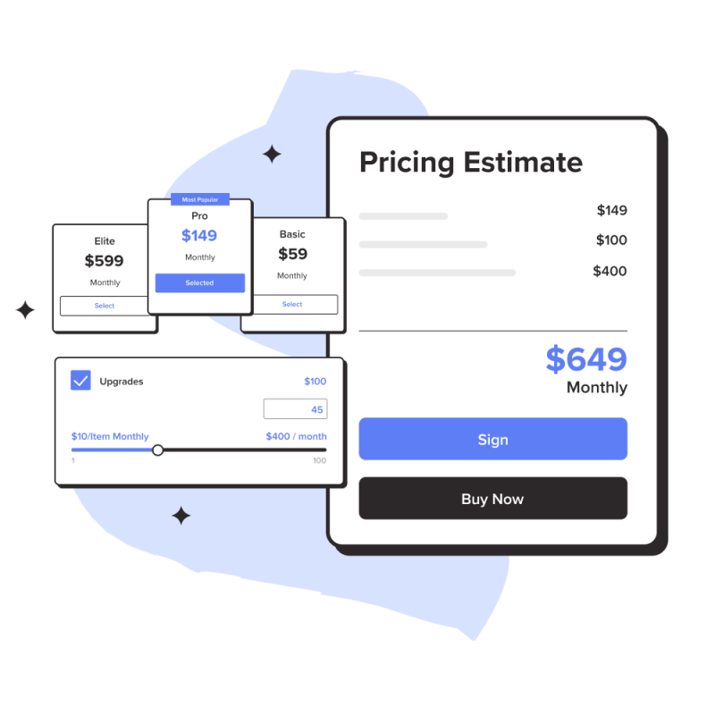 Live Pricing Calculator Interactive Quotes