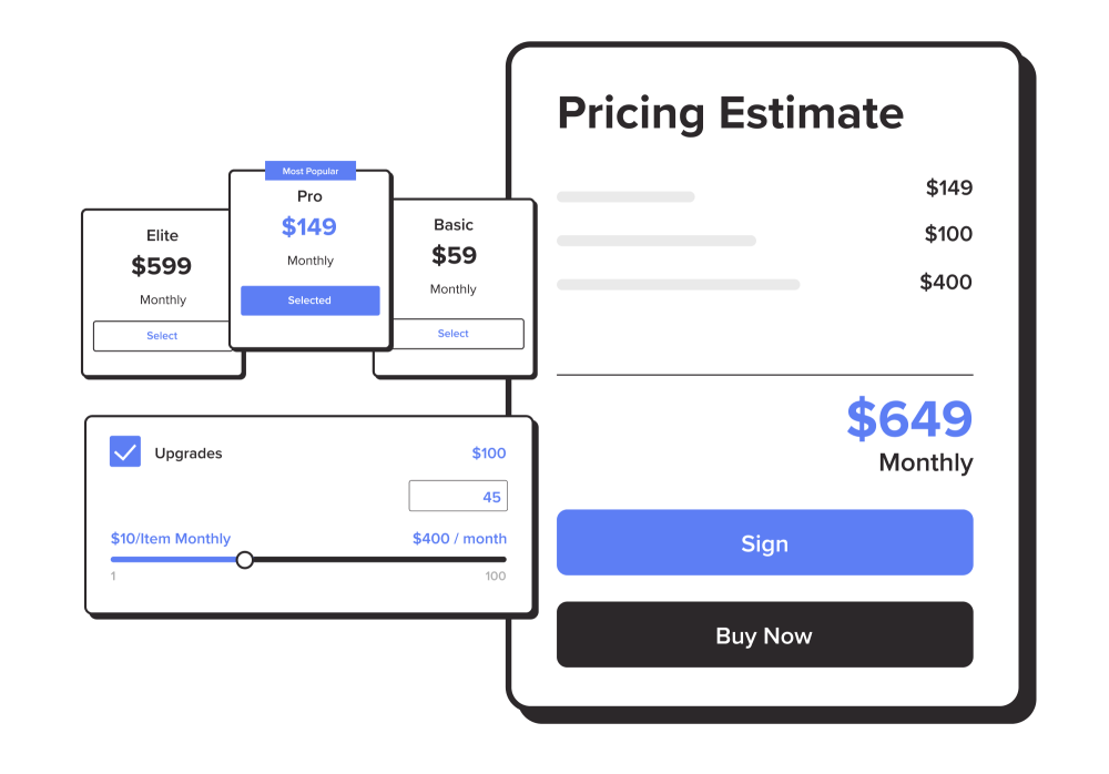 live pricing calculator interactive quotes fastspring iq